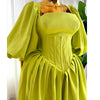 Women Long Lantern Sleeve Square Collar Big Swing Long Maxi Dress Fall Birthday Sexy Party Evening Dresses Vestidos