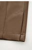 Minimalist PU Leather Casual Pants for Women Autumn Loose Floor Length Straight Slit Female Trousers 12343250