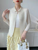 Yellow Pleated Women's Elastic Slim Cardigan Coat Autumn Outerwear Stand Collar Jacket 2DB3894