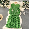 European Court Style Dress for Women A Design Sense Tassel V-neck Slim Fit Long High-temperature Pleated Flared Sleeve