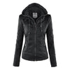 Gothic Faux Leather Jacket Women Coat Hoodies Winter Autumn Motorcycle Jacket Black Outerwear Leather PU Basic Jacket Coat