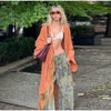 Printed Curved Wide Leg Denim Jeans High Waist Seam Detail Casual Women All-match Long Pants Autumn Chic Outfits