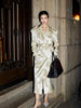 Spring Autumn Long Shiny Flowy Soft Satin Trench Coat for Women Belt Double Breasted Elegant Designer Closthes