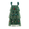 Sequins Star Print Christmas Dress Women's Tie Shoulder Strap Tiered A-Line Tulle Dress for Party Evening Gown Vestidos