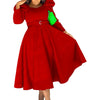 Autumn Stylish Women Evening Party Dress Long Puff Sleeve Elegant Pleated A-Line Gowns Birthday Wedding Celebrate Robes