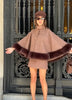 Elegant Plaid Cape Skirt 2 Piece Set Women Chic High Waist Single Breasted Faux Fur Hem Shawl Coat Suit Fall Winter Party Outfit
