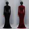 Spring Autumn Women Long Sleeve Velvet Solid Color Diamond Party Evening Long Maxi Dress Dashiki Africa Clothing