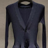V Neck Knitted Mini Dresses Single Breasted Autumn Winter Solid Vestidos Mujer Vintage Korean Women Dress