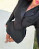 Solid Cinched-waist Mini Dress Women Casual V-neck Full Sleeve Shoulder Pads A-line Vestidos Lady Chic Party Street Gowns