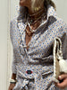 Autumn Long Sleeve Shirt Dress Elegant Belt Long Dress For Women Print Button Lapel Neck Casual Dresses Robe Femme