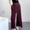 Elegant Navy Blue Pleated Wrap Wide Leg Pants Women High Waist Vertical Pleat Casual Trousers Spring 2DB7425