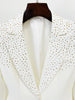 Designer Jacket Women's Slim Fit Single Button Rhinestone Diamonds Beaded Blazer Coats