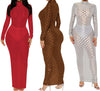 Turtleneck Skinny Women Dresses Sexy Skirt Long Sleeve Bodycon Sexy Streetwear Party Club Hollow out Long Dress