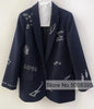 Woman Black Strass Rhinestone Decoration Long Sleeved Blazer Single Breasted Two Buttons Suit Tops 2025FW
