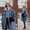 Female jacket Women Warm Thick Winter Long Sleeve Denim Jacket Long Jean Coat Outerwear Women jacket Overcoat
