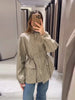 Causal Long Sleeved Grid Female Jacket Drawstring Tight Loose Women's Trench Collar Single Breasted Pocket Outerwear
