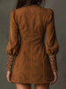 Women's Embroidery Print Wrap Hip Dress Casual Long Sleeve Mini Party Dress Elegant V-neck Hight Waist Skinny Dress