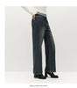 Women Jeans Fleece Lined Wide Leg Washed Finish Warm Insulation Soft Touch Winter Everyday Style Full Length