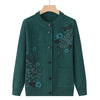 Korean Women's Clothes Knit Woolen Printed Cardigan Coat Middle Aged Mother Knitwear Tops Vintage Grandma Sweater Jacket