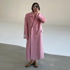 Vintage Large Lapel Tweed Long Coat Women Elegant Loose Double Breasted Belt Coats Lady Winter Classic Chic Street Overcoat