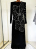 High Street Designer Party Vestido Women's Long Sleeve Diamonds Beaded Crystal Long Maxi Dress