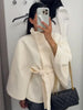 Women Solid Batwing Sleeve Outerwear Casual Stand-up Collar Waist Loose Long Sleeves Lady Jacket Lady Autumn Coats