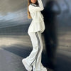2 Pcs Set Women s Formal Coat Pants Set Autumn Winter Long Sleeves Jacket Loose Striped Wide Leg Casual Suit Outfit