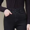 Button Fly Jeans High Waist Front for Women Tummy Control Stretch Denim Black Petite XS - 4XL Dress Pants With Pocket