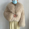 Women's Real Mongolian Fur Winter Coat Thick Warm Jacket with High-Quality Turndown Collar