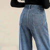 Winter Lady Thermal Plush High Waist Jeans Girls Snow Warm Denim Pants Women Classic Fleece Straight Leg Trousers