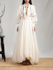 Loose Sheer Spliced Folds Sexy Dresses for Women V Neck Long Sleeves High Waist Dress Female Clothing