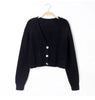V Neck Cropped Cardigan Women Long Sleeve Twist Knitted Sweater Coats Autumn Winter Keep Warm Korean Cardigan