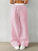 Women's Casual Striped Woven Wide Leg Pants Fall Winter Casual Stylish Full Length Trousers Y2K Clothes Streetwear