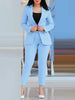 2Pcs Women's Solid Color Suit + Trousers Two-Piece Set Slim Fit Business Double Breasted Formal Female Clothes Outfit