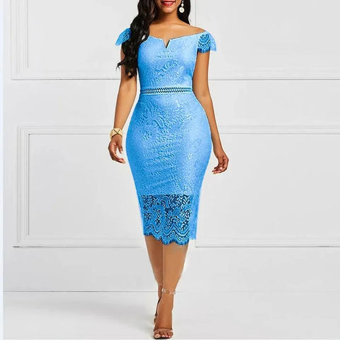 Elegant Lace Evening Wedding Party Dress for Women Sexy Hollow Out Office Ladies Bodycon Dresses Birthday Club Vestidos