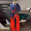 Niche Chic Printting Pleated Women's Two Pieces Set Irregular Pullover Top And Elastic Waist Wide Leg Pants 2DB3867