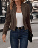 Spring Auutmn Jacket Blazer Coat Double-breasted Stand Collar Buttons Slim Long Sleeves Retro Cardigan Women Outdoor Suit Jacket