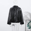 Vintage PU Leather Jacket Autumn Ladies Zipper Lapel Long Sleeve Pocket Coat With Belt Women's Loose Streetwear