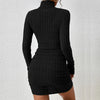 Sexy Mini Dress For Women Autumn Black Solid Turtleneck Long Sleeves Sheath Dress Club Elegant Bodycon Party Dresses Female
