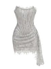 White Birthday Dress for Women Women's Elegant Dresses Autumn Pleated Evening Gowns Lace Patchwork Party Clothes