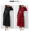 Pleated Socialite Shell Flower Dress Spring Original Lace-up Pleated Long Dresses for Women Clothing