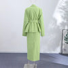 Lapel Collar Tie Waist Women Blazer With Midi Pencil Skirt Two Piece Set High Waist Slim Fit Minimalist Elegant Office Outfit