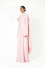 High Neck Cape Sleeve Slim-Fit Maxi Dress Pearl Trim Solid Color Floor Length Modest Abaya Style Formal Occasion Women