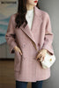 Stylish Long Sleeve Loose Pockets Women Woolen Jacket Autumn Winter Elegant Lapel Thick Female Jackets