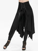 Womens Asymmetic Hem Plaid Skirt Buckle Strap Detail Casual Midi A Line Dress Black Skirts