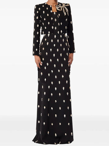 High Street Vestido Women's Beaded Wrapped Chest Long Maxi Dress +Short Jacket