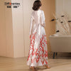 Women Long Sleeve Jacquard Dress Floral Long Dress Girls Evening Events Party Dress Chinese Style Photograph Vintage