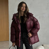 Solid Zipper Drawstring Puffer Jacket Quilted Water-Resistant Loose Winter/Fall Warm Women Outerwear Daily Causal Lady Coat