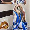 Plus size women's casual milk white printed single sleeved off shoulder dress long skirt