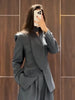 Elegant Grey V‑Neck Blazer Jacket Women Full Sleeve Waist Cinching Slim Office Suit Coats Autumn Chic Street Causal Outwear
